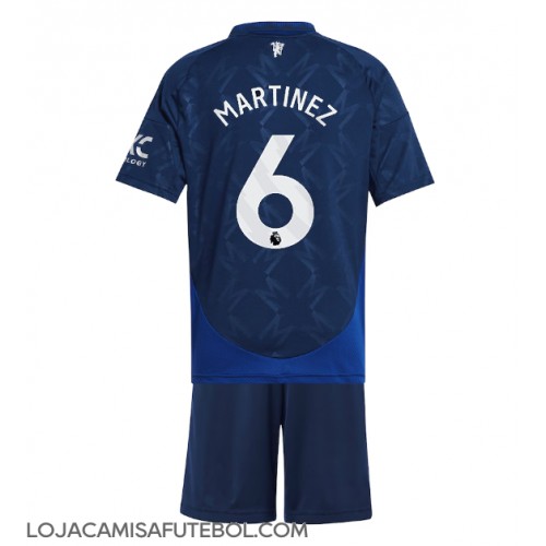 Camisa de Futebol Manchester United Lisandro Martinez #6 Equipamento Secundário Infantil 2024-25 Manga Curta (+ Calças curtas)